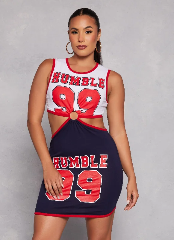 Humble 99 O Ring Cut Out Graphic Tank Dress