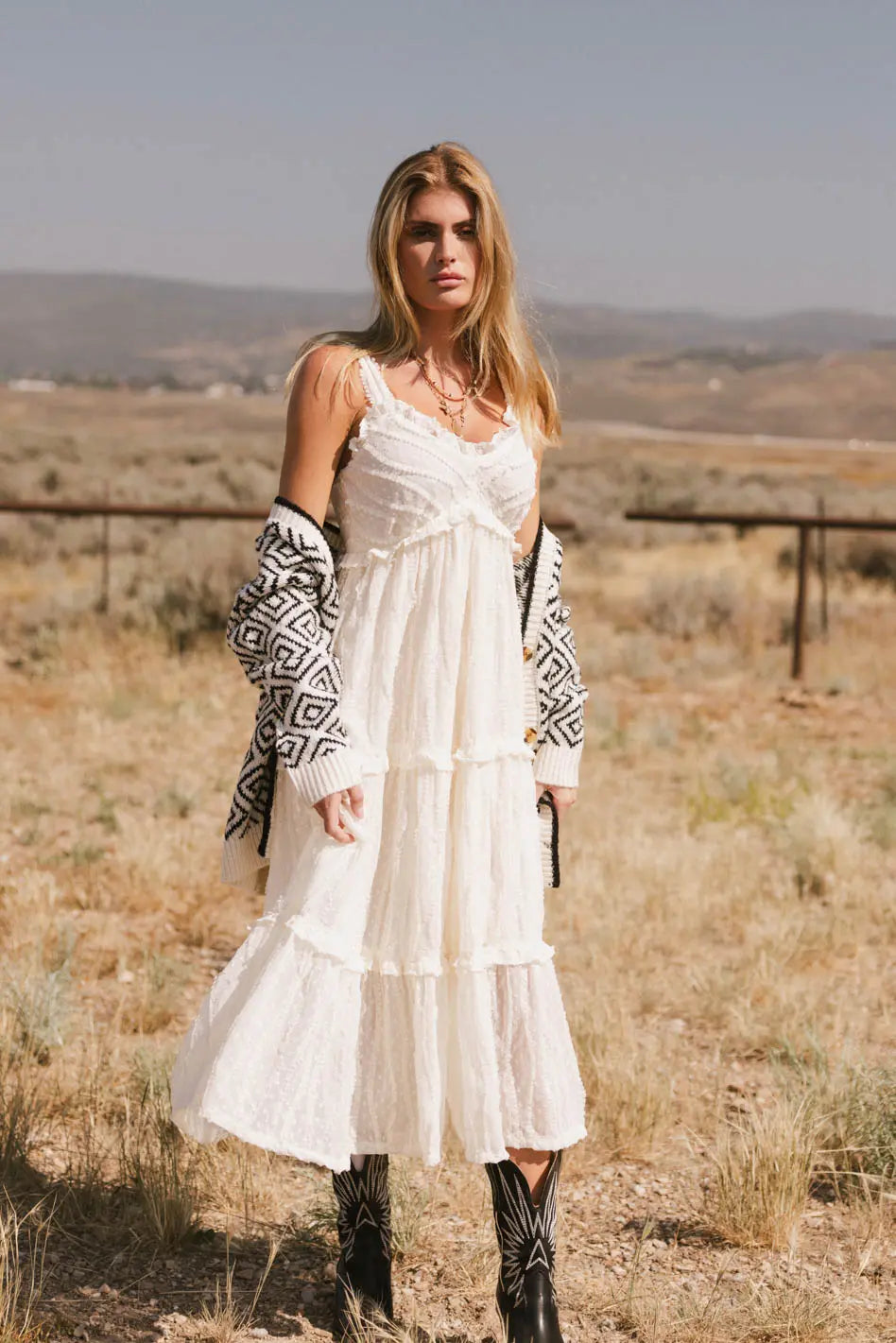 Maria Tulle Midi Dress in Cream