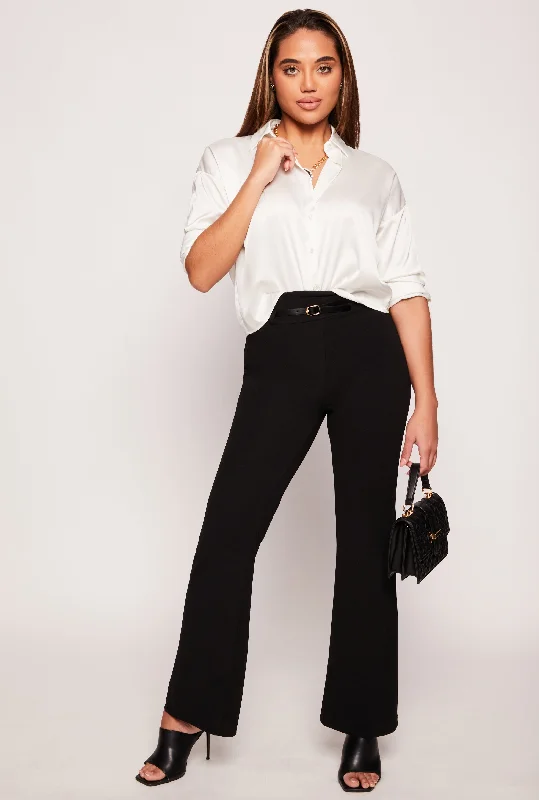 Belted High Waist Dress Pants