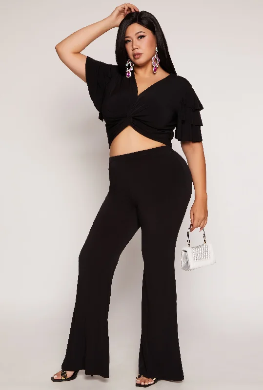 Plus Size High Waist Flare Pants