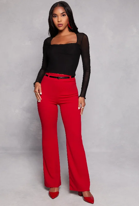 Belted High Waist Dress Pants