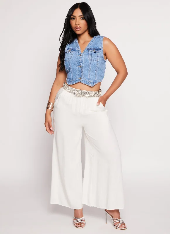 Linen High Waist Wide Leg Pants