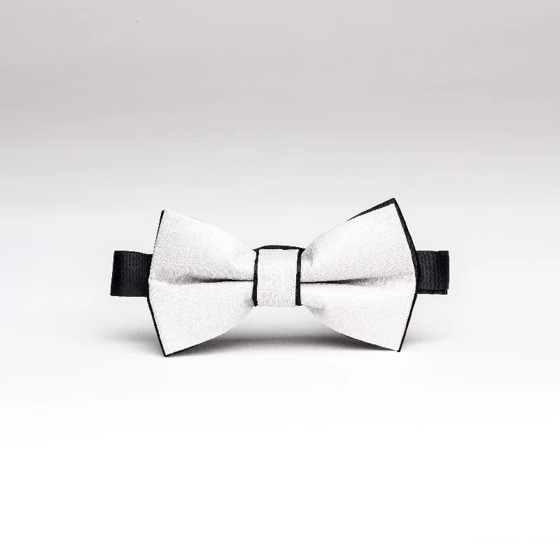 Ash Gray & Black Trim Poly/Linen Bow Tie