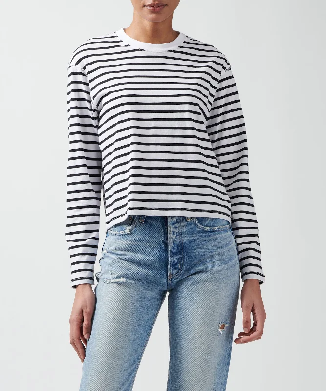 Classic Jersey Long Sleeve Boy Tee - Black/ White Stripe