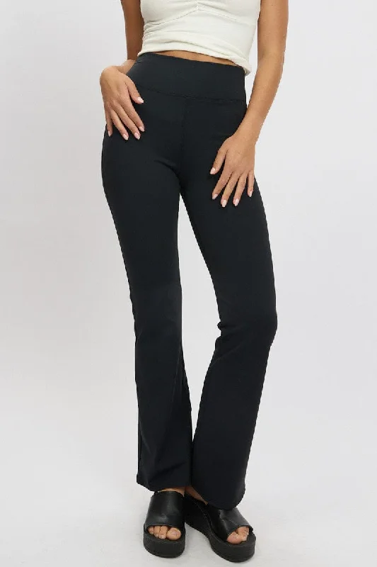 Black Flared Leggings High Rise Pants