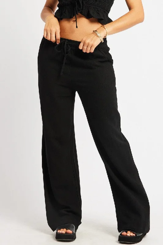 Black Wide Leg Pants Elasticated Waist