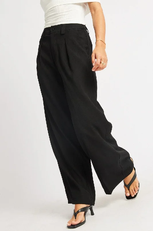 Black Wide Leg Pants High Rise